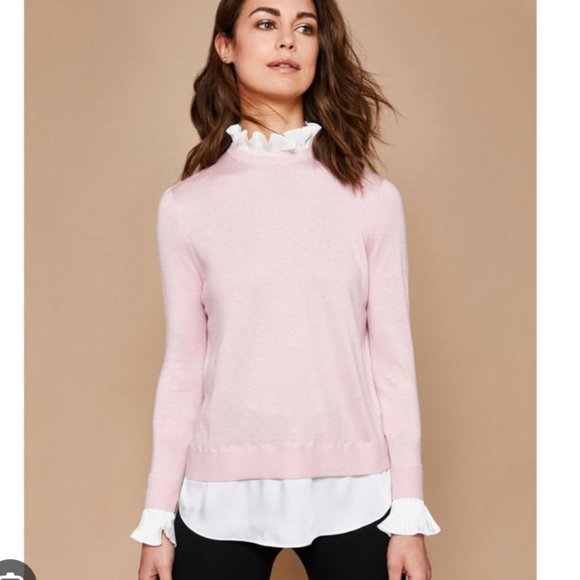 Ted Baker Kaarina pink Pleated neck mockable sweater size 2 PLEASE READ - Picture 1 of 13
